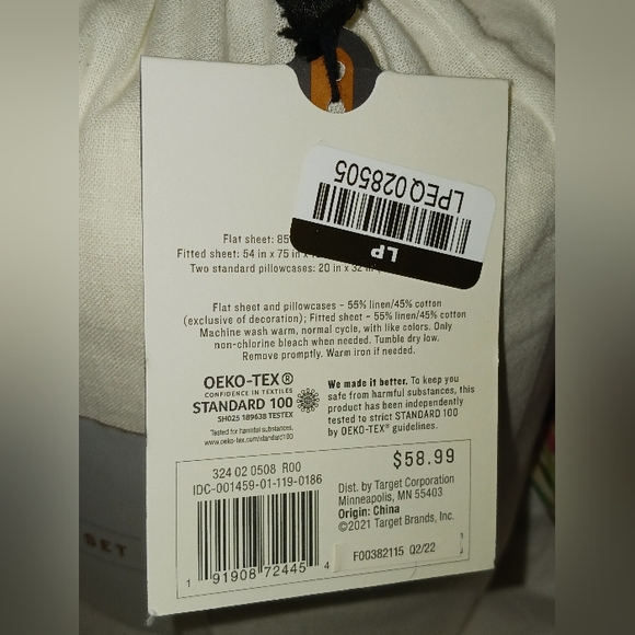 Hearth & Hand Sour Cream Linen Cotton Blend Sheet Set FULL SIZE - Picture 3 of 11